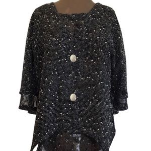 LULA B Black Mesh 2 Top Set with Silver Concho Buttons